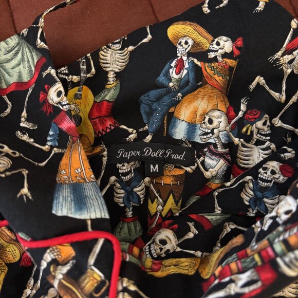 Partying skeletons /Day of the Dead dress by Paper Doll Productions S - Picture 7 of 13